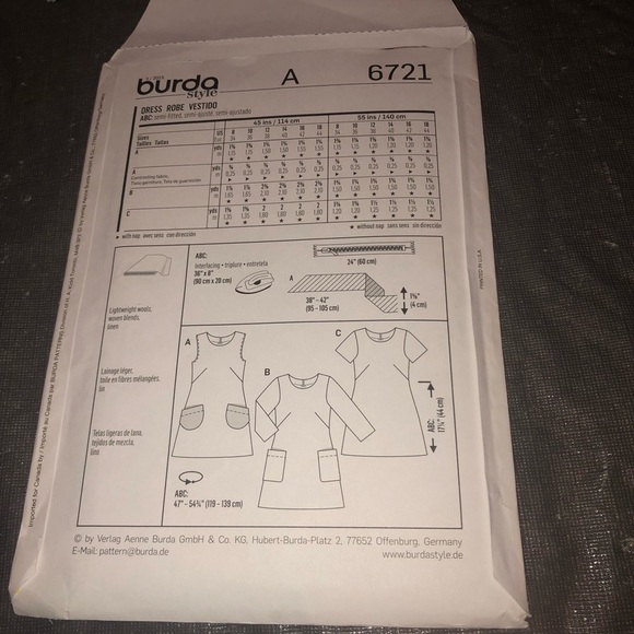 Burda Young Dress Pattern 6721 - Picture 6 of 6